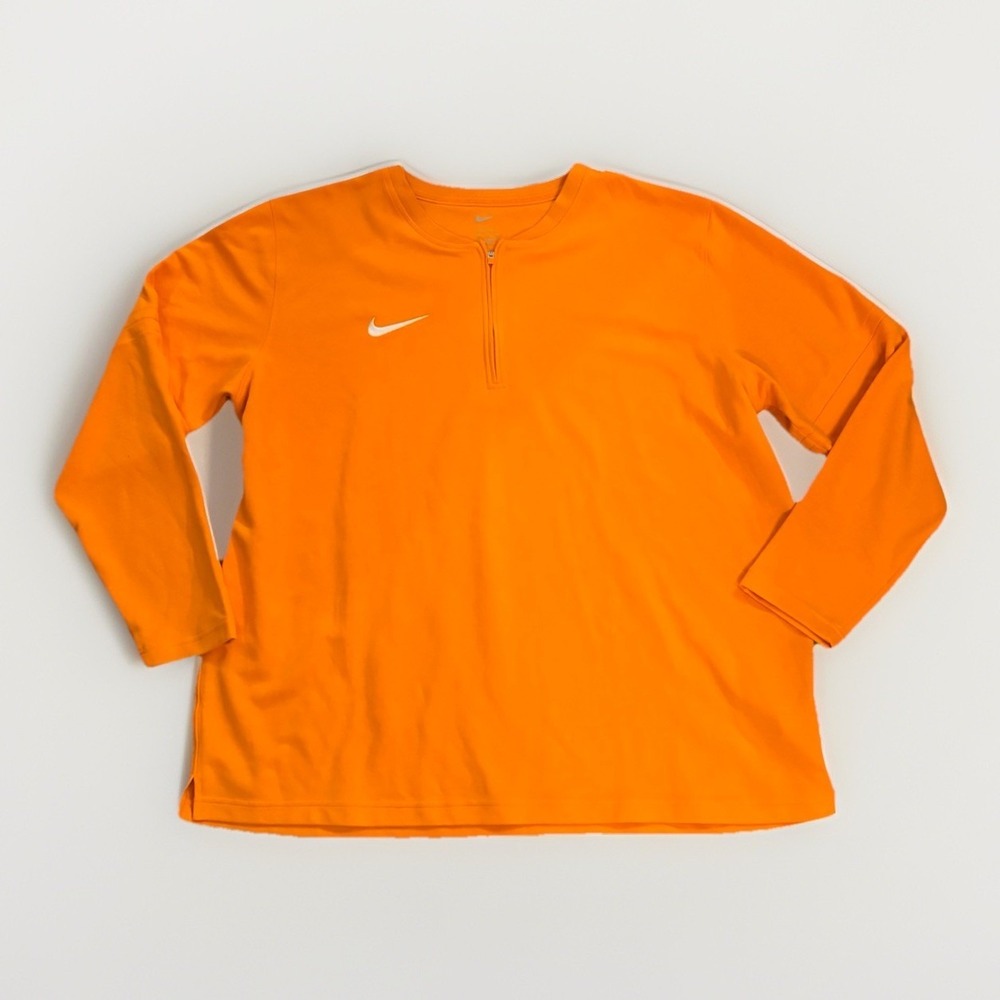 Nike Dri-fit Pullover Top Quarter Zip Embroidered Swoosh Orange White Men's‎ XXL